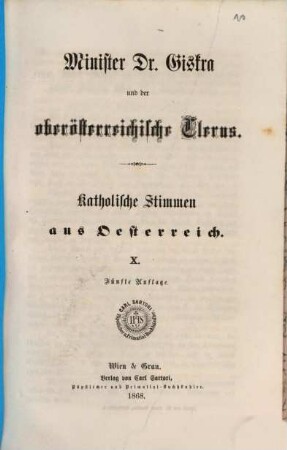 Katholische Stimmen aus Österreich, 1,10