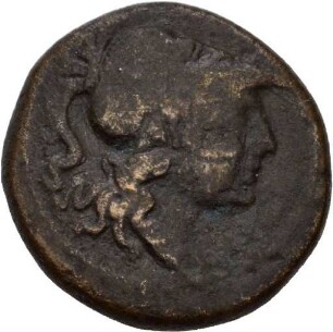 Bronzemünze aus Butuntum (Apulien) mit Darstellung der Athena