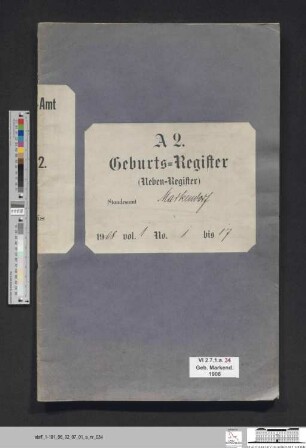 Geburtsregister Markendorf 1908 (Zweitregister)