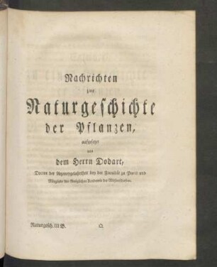 Nachrichten zur Naturgeschichte der Pflanzen