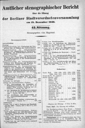 Sitzung 45, 18. Dezember 1930