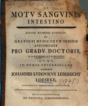 De Motv Sangvinis Intestino