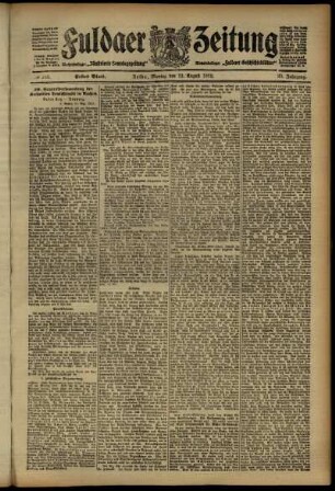 Erste Ausgabe vom Montag, den 12. August 1912.