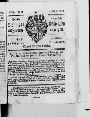 41tes Stück., Ausgabe vom 12. Oktober 1785