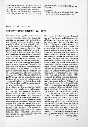 Signale - Erhart Kästner 1904-1974