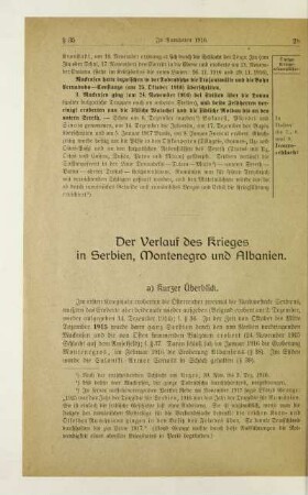 Der Verlauf des Krieges in Serbien, Montenegro und Albanien