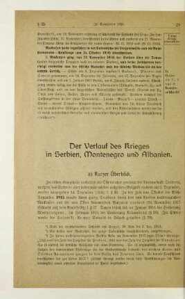 Der Verlauf des Krieges in Serbien, Montenegro und Albanien