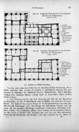 Fig. 157. Projektirtes Nebengebäude der Bau-Akademie. (Grundriss des Erdgeschosses.) ; Abbildung: Fig. 158. Projektirtes Nebengebäude der Bau-Akademie. (Grundriss des Obergeschosses.)