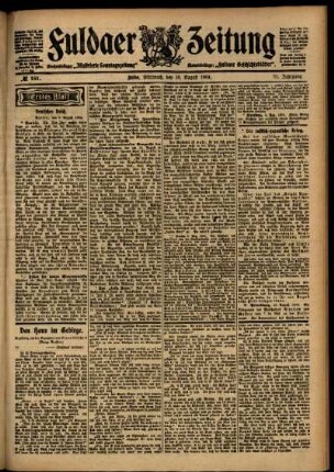 Erste Ausgabe vom Mittwoch, den 10. August 1904.