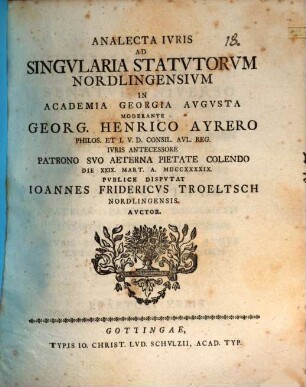 Analecta ivris ad singvlaria statvtorvm Nordlingensivm