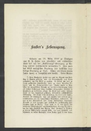 Huber's Lebensgang