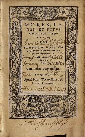 Mores, Leges, Et Ritvs Omnivm Gentivm : ex multis clarißimis rerum scriptoribus collecti ; Cum Indice locupletissimo