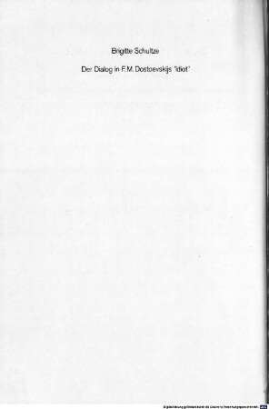 Der Dialog in F. M. Dostoevskijs "Idiot"