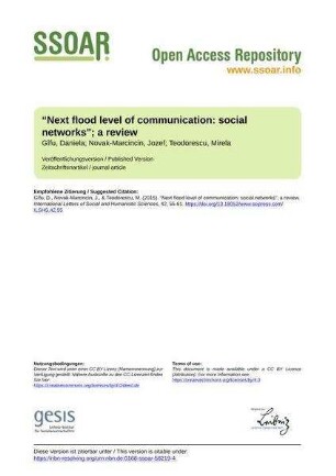 “Next flood level of communication: social networks"; a review