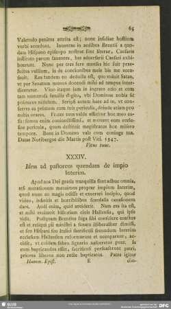 XXXIV. Idem ad pastorem quendam de impio Interim