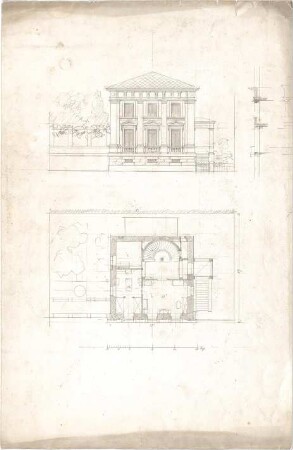 Bühlmann, Josef; Haus erhöht zur Straße - Grundriss, Ansicht