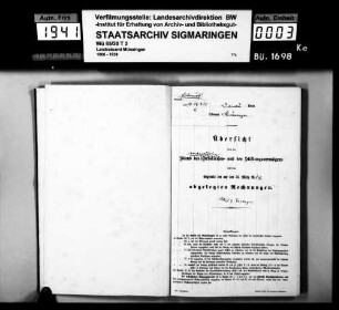 Übersicht über den Stand des katholischen Ortskirchen- und Stiftungsvermögens (gebunden)