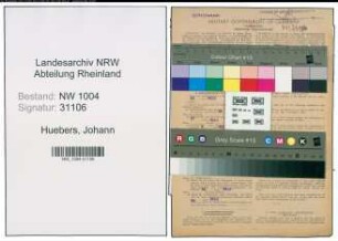 Entnazifizierung Johann Huebers , geb. 24.05.1914 (Schlosser)