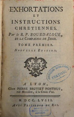 Exhortations Et Instructions Chrétiennes, 1