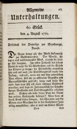 60 Stück. den 4. August 1770.