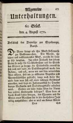 60 Stück. den 4. August 1770.