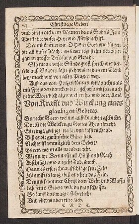 Von Krafft vnd Wirckung eines glaubigen Gebetts.