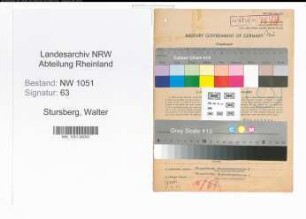 Entnazifizierung Walter Stursberg , geb. 22.03.1884 (Metzger)