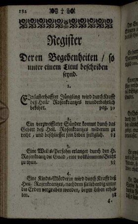 Register Deren Begebenheiten/ so unter einem Titul beschriben seynd.