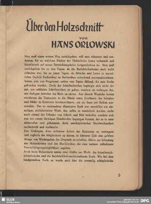 Über den Holzschnitt von Hans Orlowski
