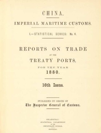 16.1880: Imperial Maritime Customs