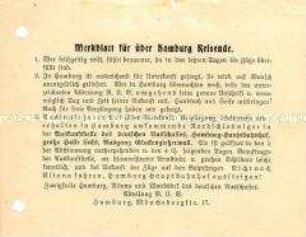 Merkblatt zum Reiseverkehr über Hamburg - Sachkonvolut
