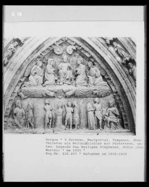 Christus als Weltenrichter mit Fürbittern und Legende des Heiligen Stephanus