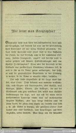 Wie lernt man Geographie?