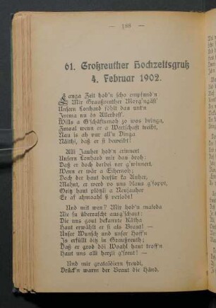 61. Großreuther Hochzeitsgruß 4. Februar 1902.