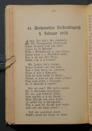 61. Großreuther Hochzeitsgruß 4. Februar 1902.