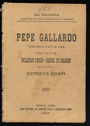 Pepe Gallardo : zarzuela cómica en en acto y dos cuadros