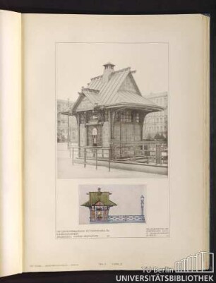 Teil V. Tafel 38. Untergrundbahnhof Wittenbergplatz: Kassenhäuschen. Architekt: Alfred Grenander.