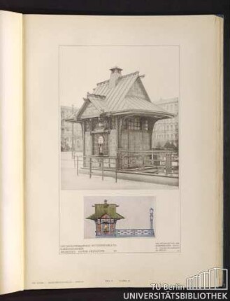Teil V. Tafel 38. Untergrundbahnhof Wittenbergplatz: Kassenhäuschen. Architekt: Alfred Grenander.