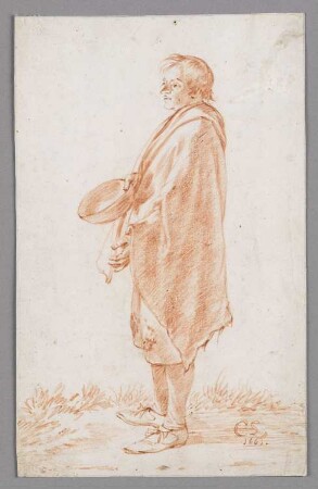 Stehender junger Mann mit Schale (Bettler)