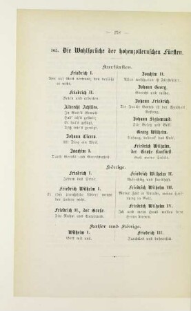Die Wahlsprüche der hohenzollernschen Fürsten