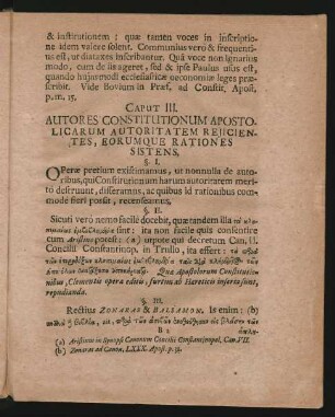 Caput III. Autores Constitutionum Apostolicarum Autoritatem Reiicientes, Eorumque Rationes Sistens.