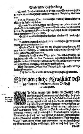 Hie folgen etliche Fragstück deß Cyrillen, an Niphonten einen Bischoff zu Novogardia