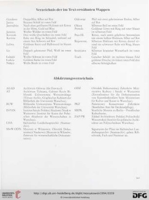Verzeichnis der im Text erwähnten Wappen