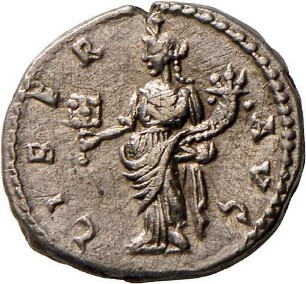 Denar des Septimius Severus mit Darstellung der Liberalitas