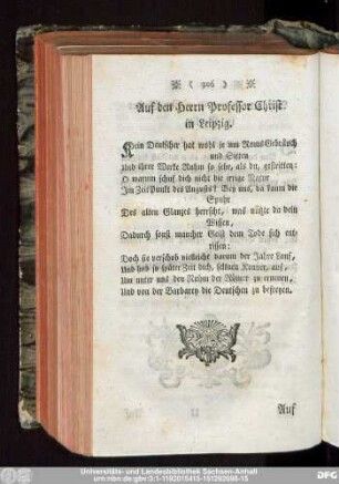 Auf den Herrn Professor Christ in Leipzig.