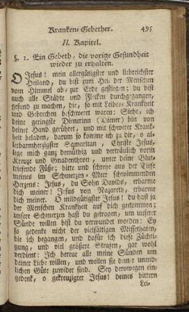 II. Kapitel. Ein Gebeth, die vorige Gesundheit wieder zu erhalten