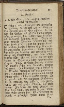 II. Kapitel. Ein Gebeth, die vorige Gesundheit wieder zu erhalten