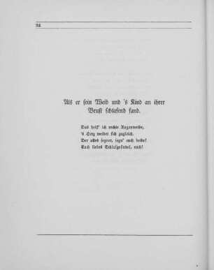 Als er sein Weib und 's Kind an ihrer Brust schlafend fand.