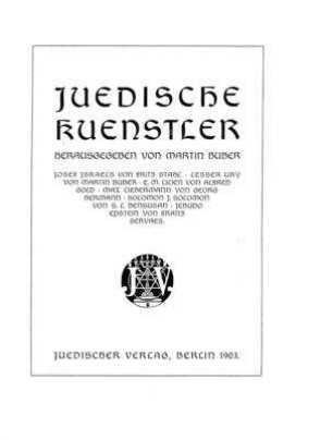 Juedische Künstler / hrsg. von Martin Buber