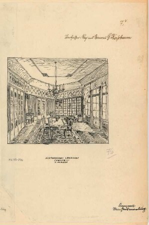 Achteckiges Landhaus Monatskonkurrenz März 1924: Perspektivische Ansicht des Speisezimmers